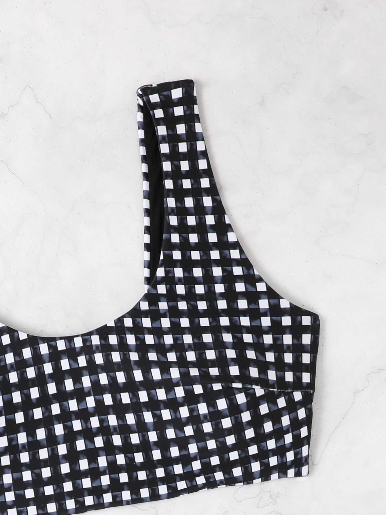 Vintage Beach Look Black Gingham High-Waisted Surf Set
