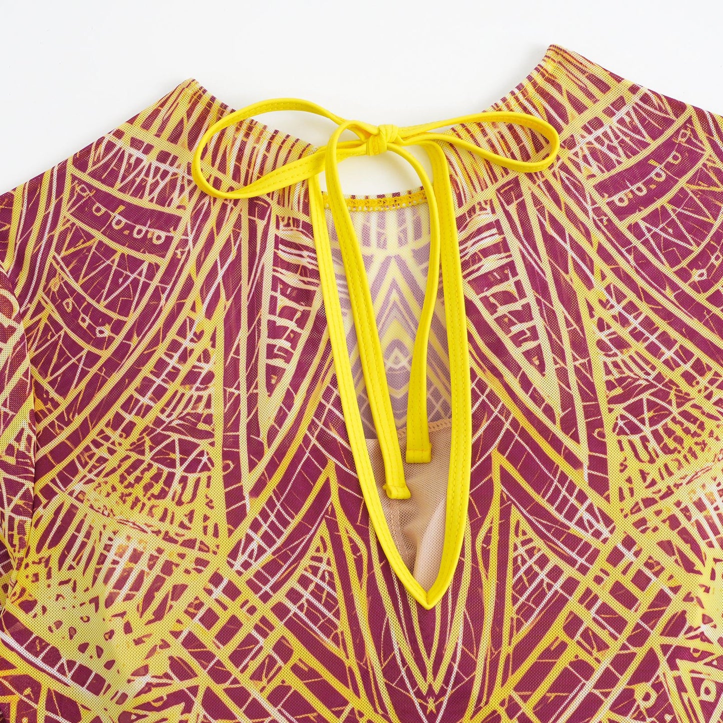 Mandala Totem lightweight Sheer mesh cover-up Long-sleeve One-Piece Surf Rashguard
