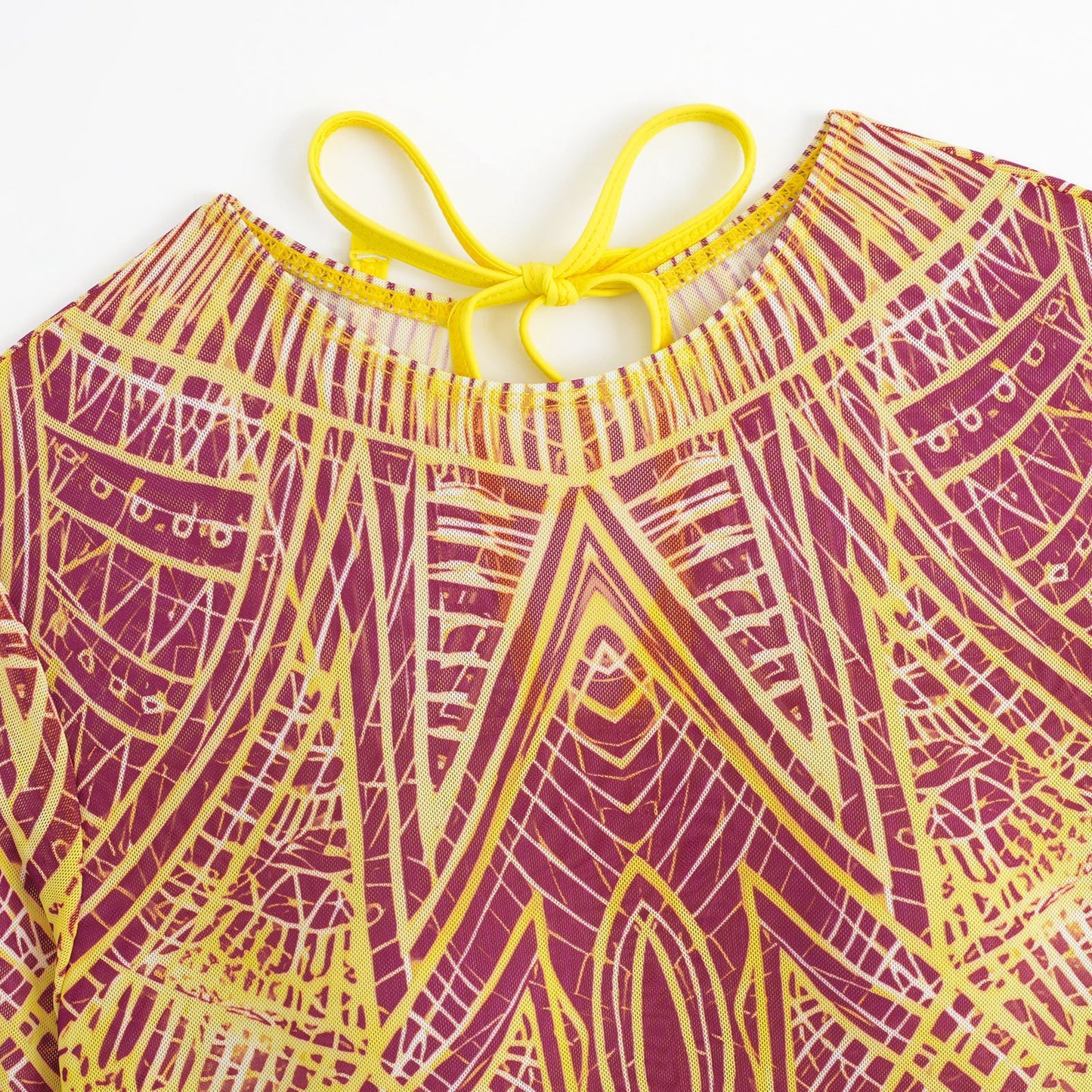 Mandala Totem lightweight Sheer mesh cover-up Long-sleeve One-Piece Surf Rashguard