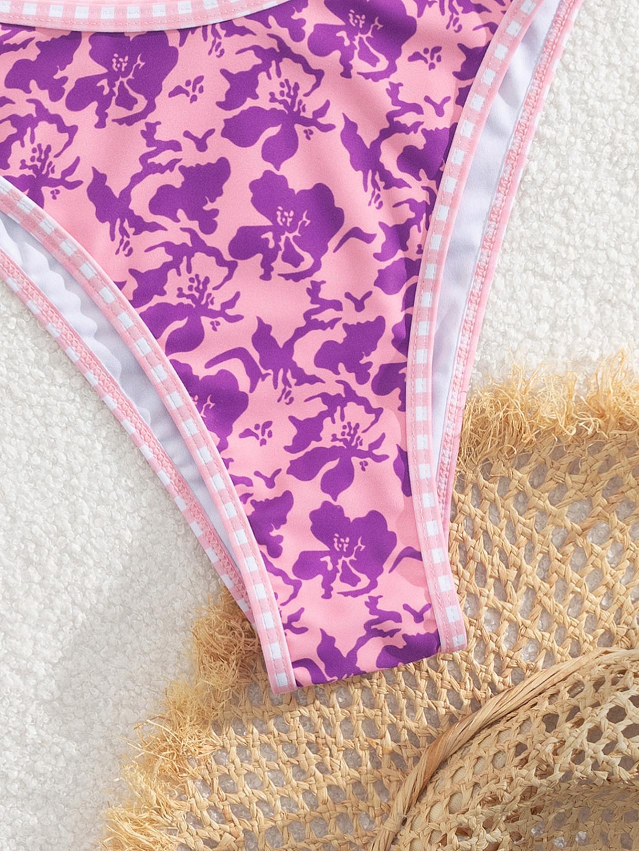 Hawaiian Hibiscus Floral Pattern Bandeau Bikini Top surf set