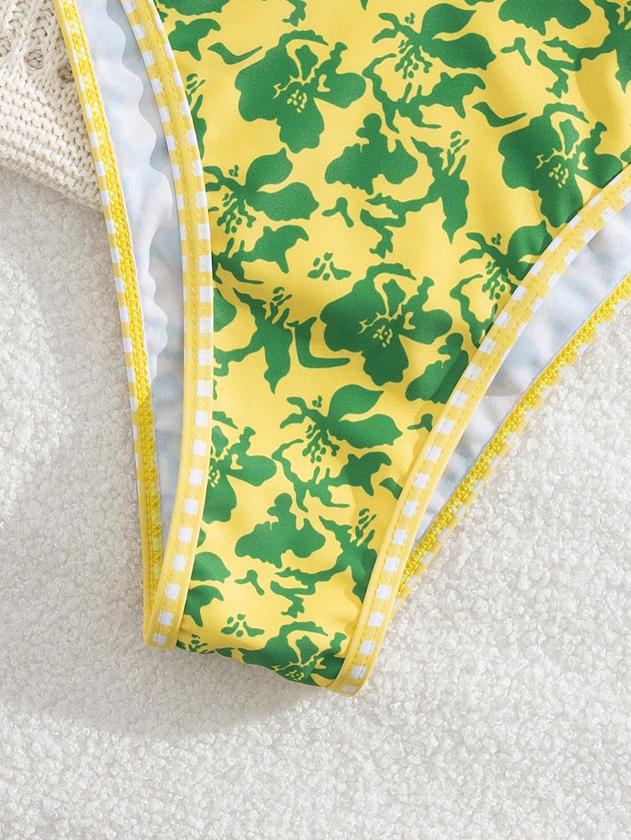 Hawaiian Hibiscus Floral Pattern Bandeau Bikini Top surf set