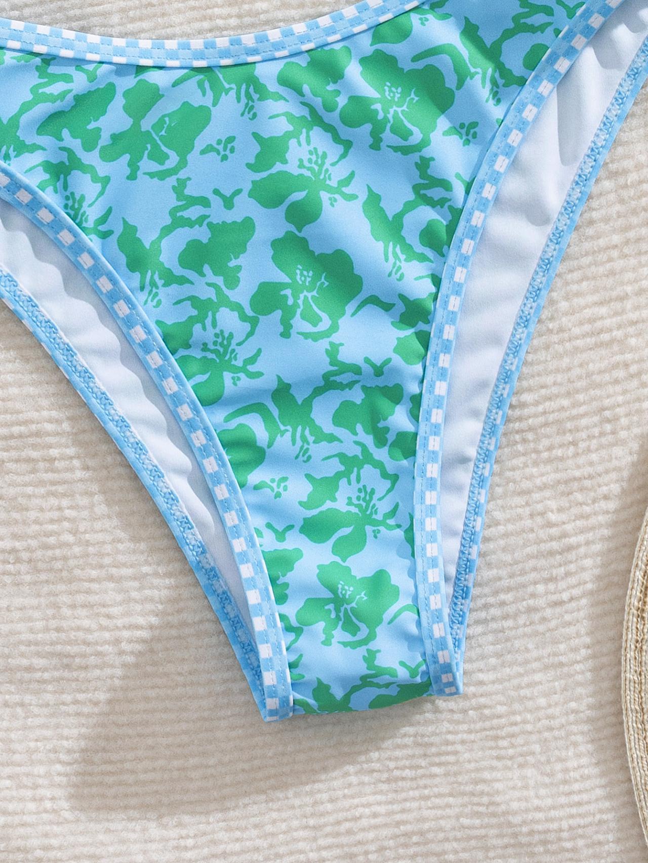 Hawaiian Hibiscus Floral Pattern Bandeau Bikini Top surf set
