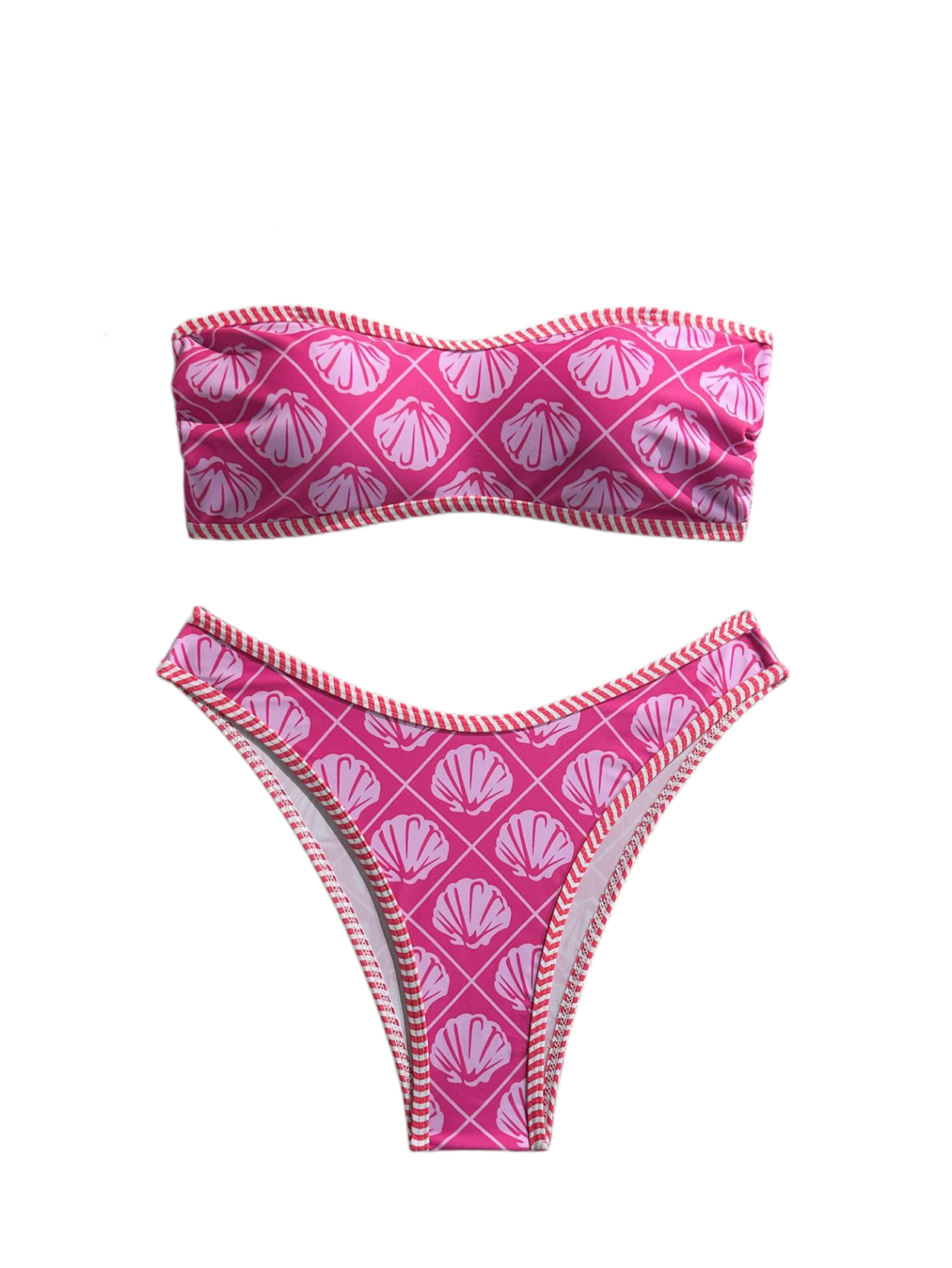 Breeze Hawaiian vacation Floral Pattern Bandeau Bikini Top surf set
