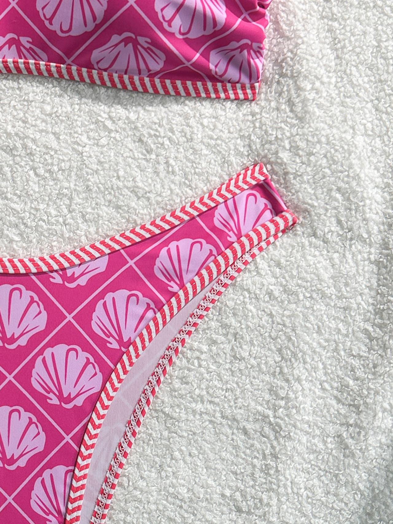 Breeze Hawaiian vacation Floral Pattern Bandeau Bikini Top surf set