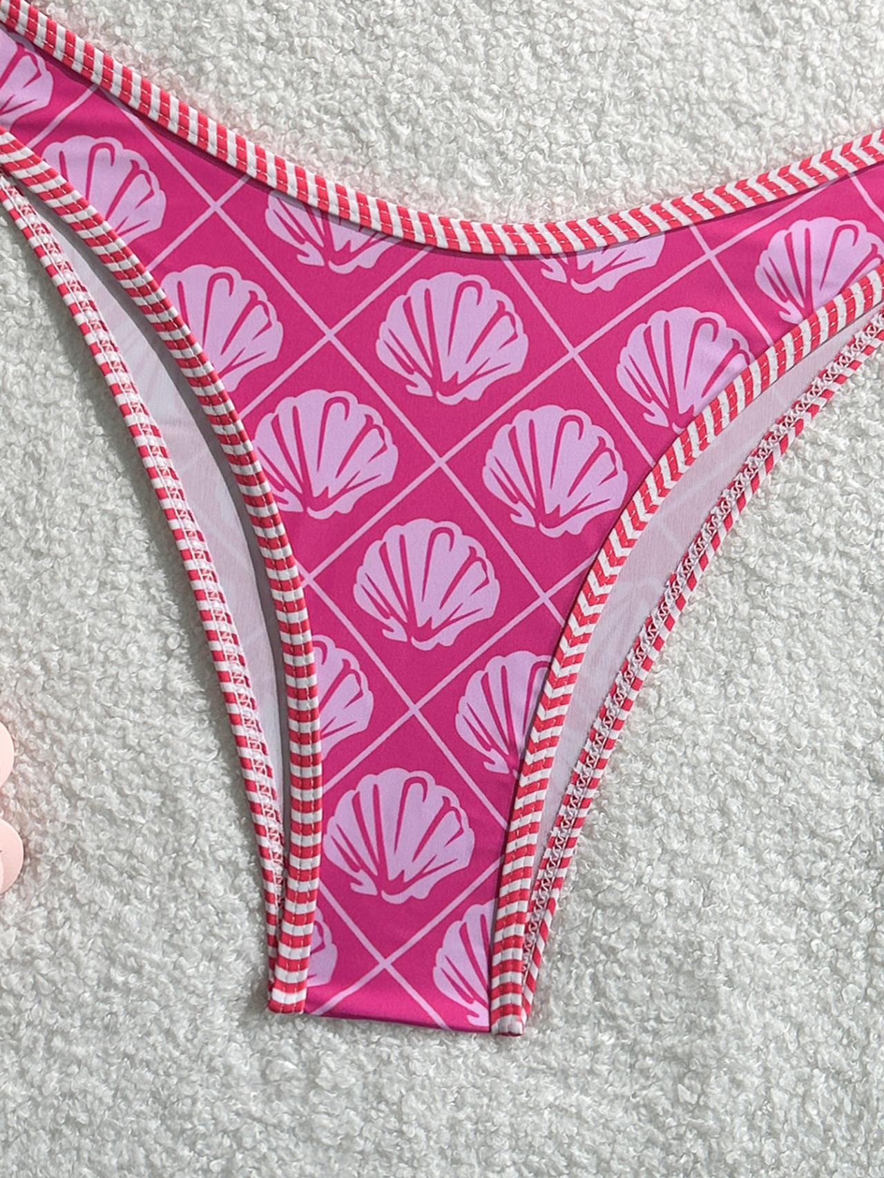 Breeze Hawaiian vacation Floral Pattern Bandeau Bikini Top surf set