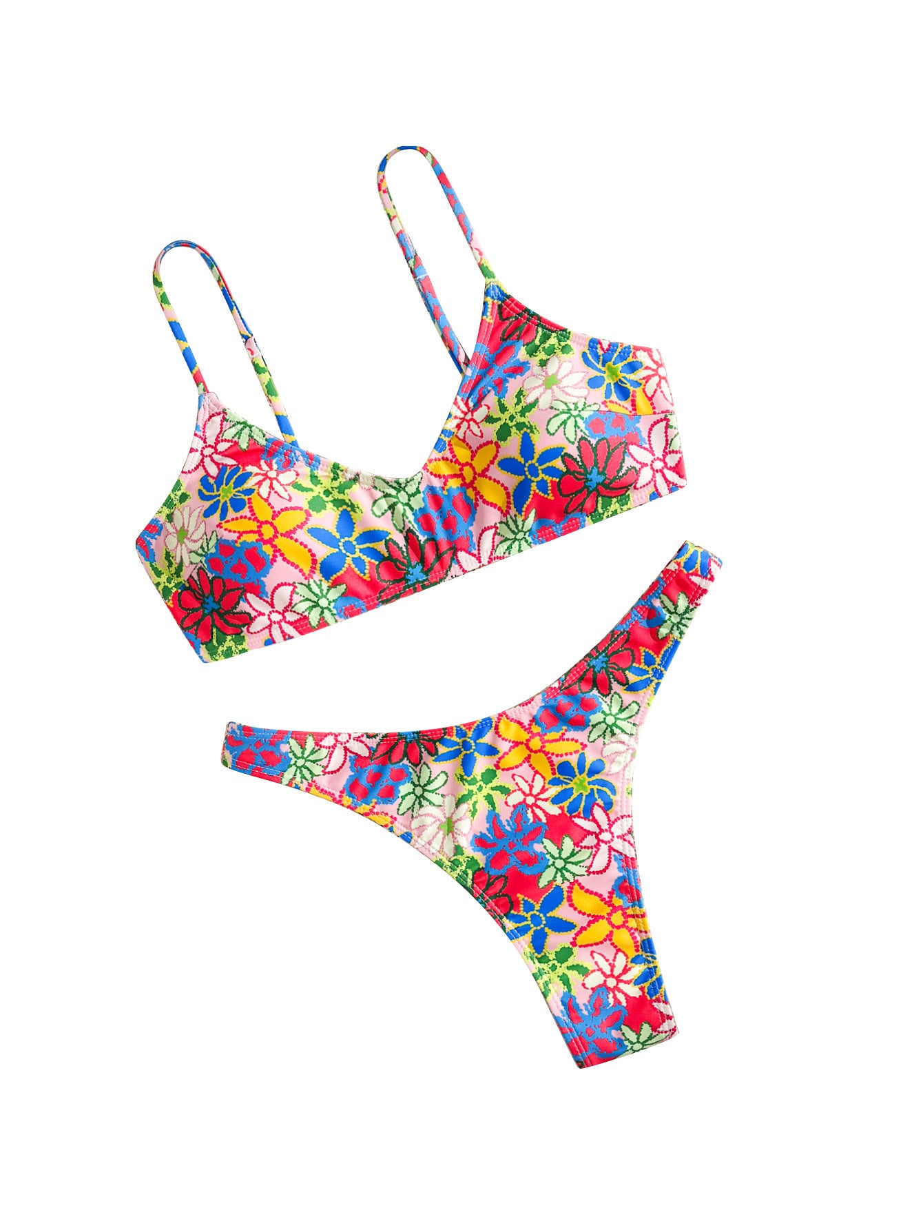 Vintage Hawaiian Multi Floral Pattern surf Top Set