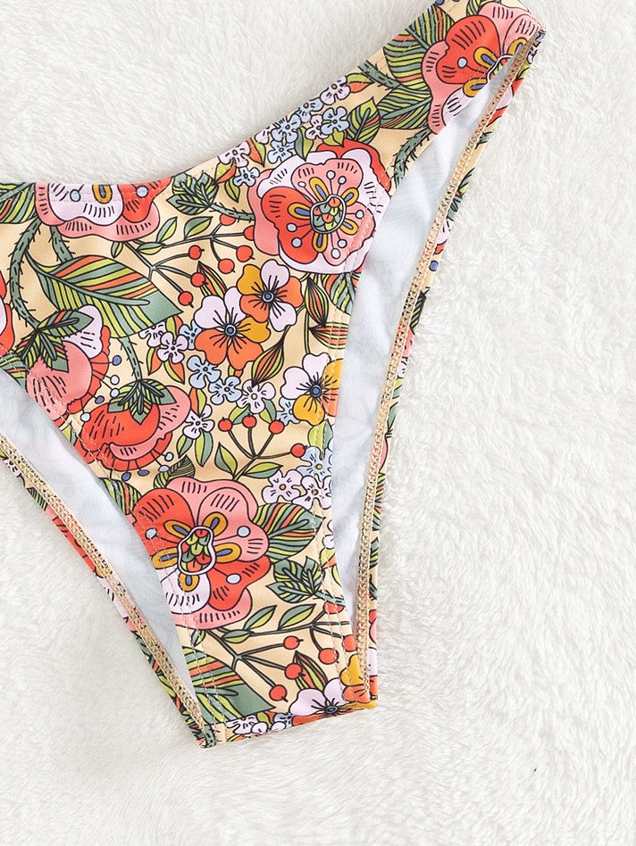 Long Island floral pattern Bandeau Bikini Top surf set