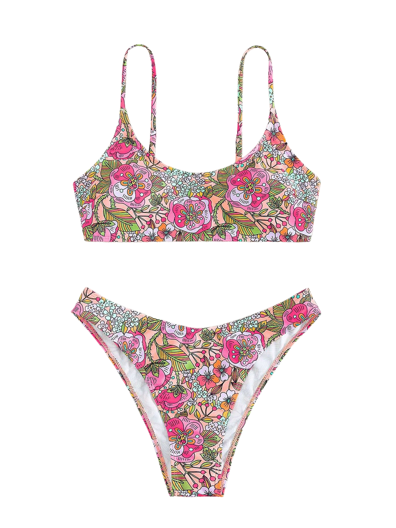 Long Island floral pattern Bandeau Bikini Top surf set