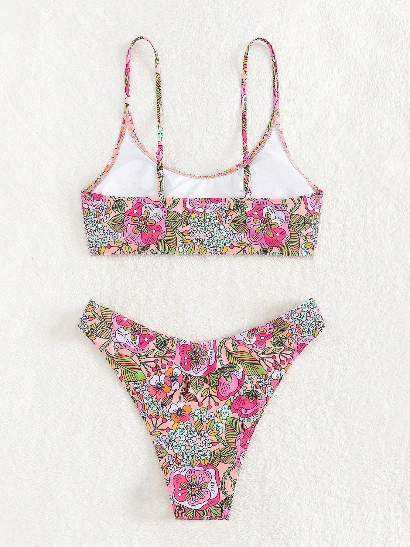 Long Island floral pattern Bandeau Bikini Top surf set