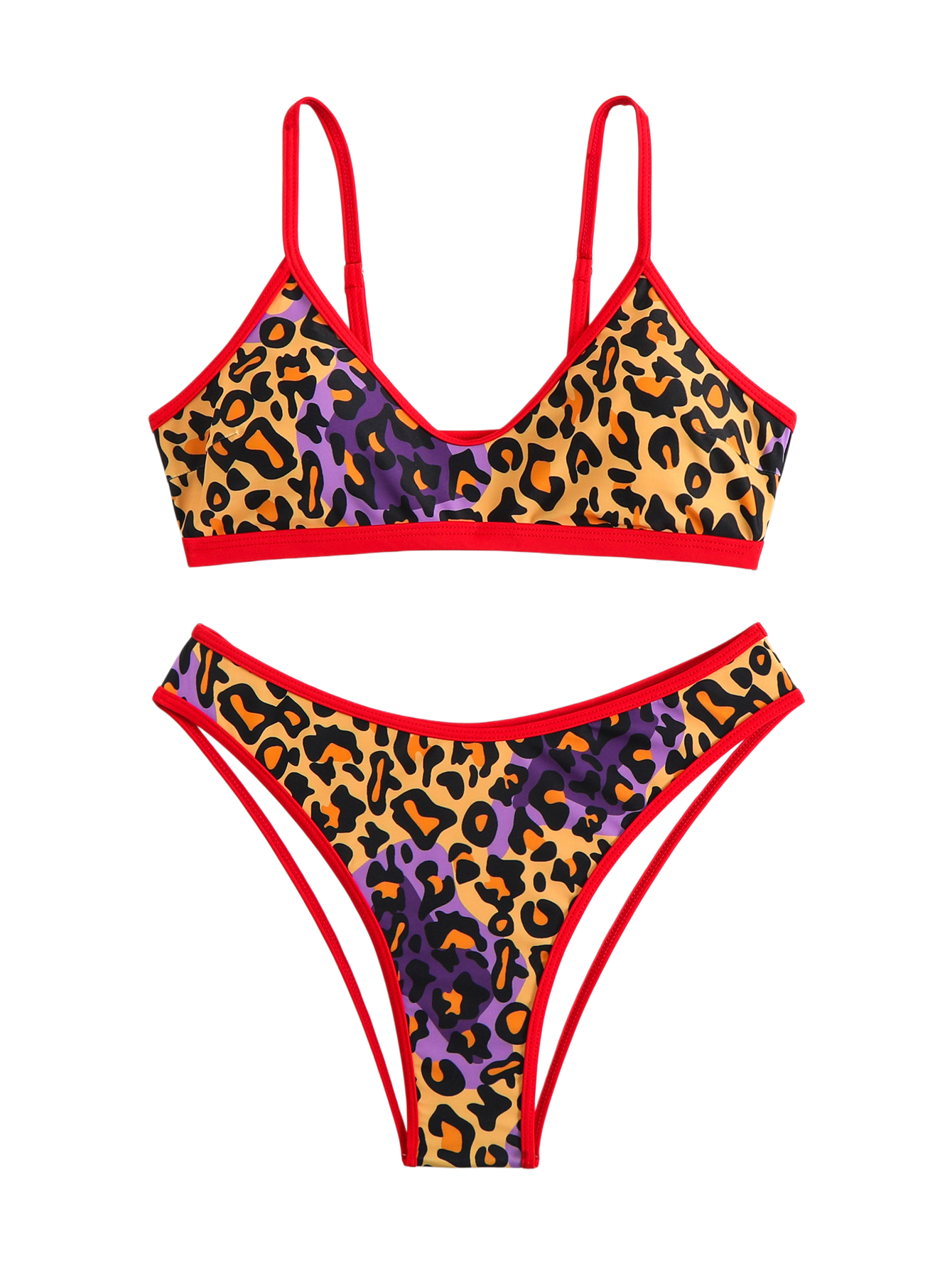 Wild leopard Bandeau Bikini Top surf set