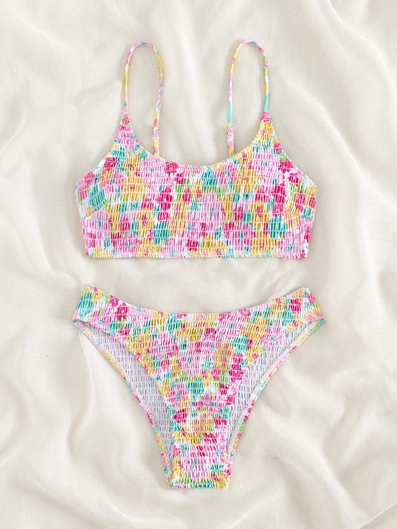 Hawaii Tropical floral beach surf high cut bathing suit