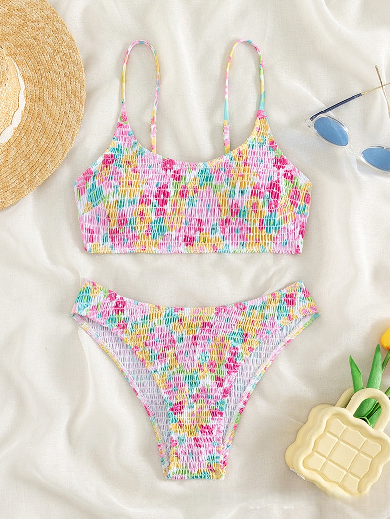 Hawaii Tropical floral beach surf high cut bathing suit