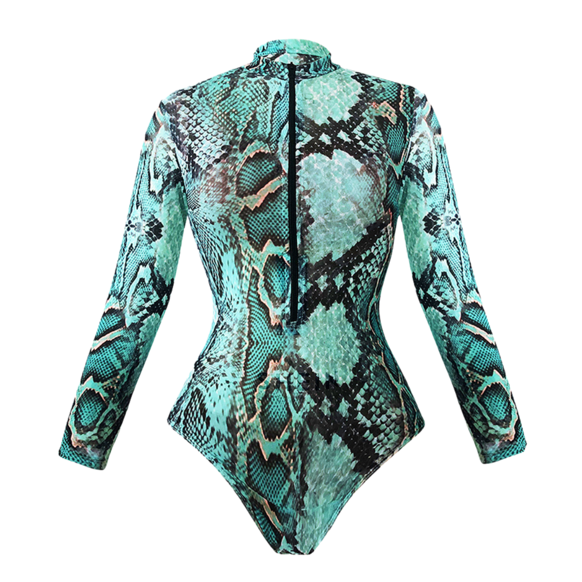 Wild python pattern beach surf long sleeve one piece & skirt set Rash Guard