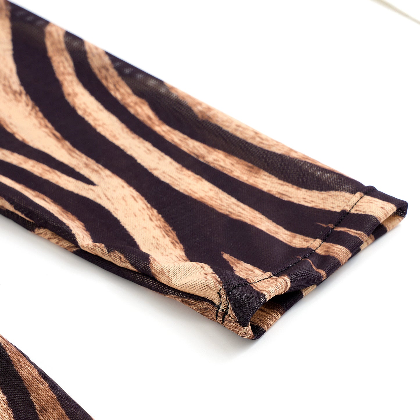 Brown zebra pattern Boyshort bottoms long sleeve One Piece Surf suit