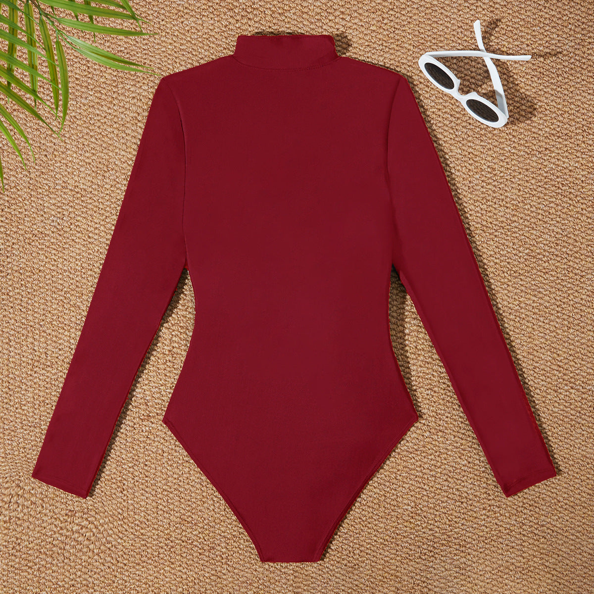 Basic solid Long-sleeve One-Piece Surf Suit Rashguard