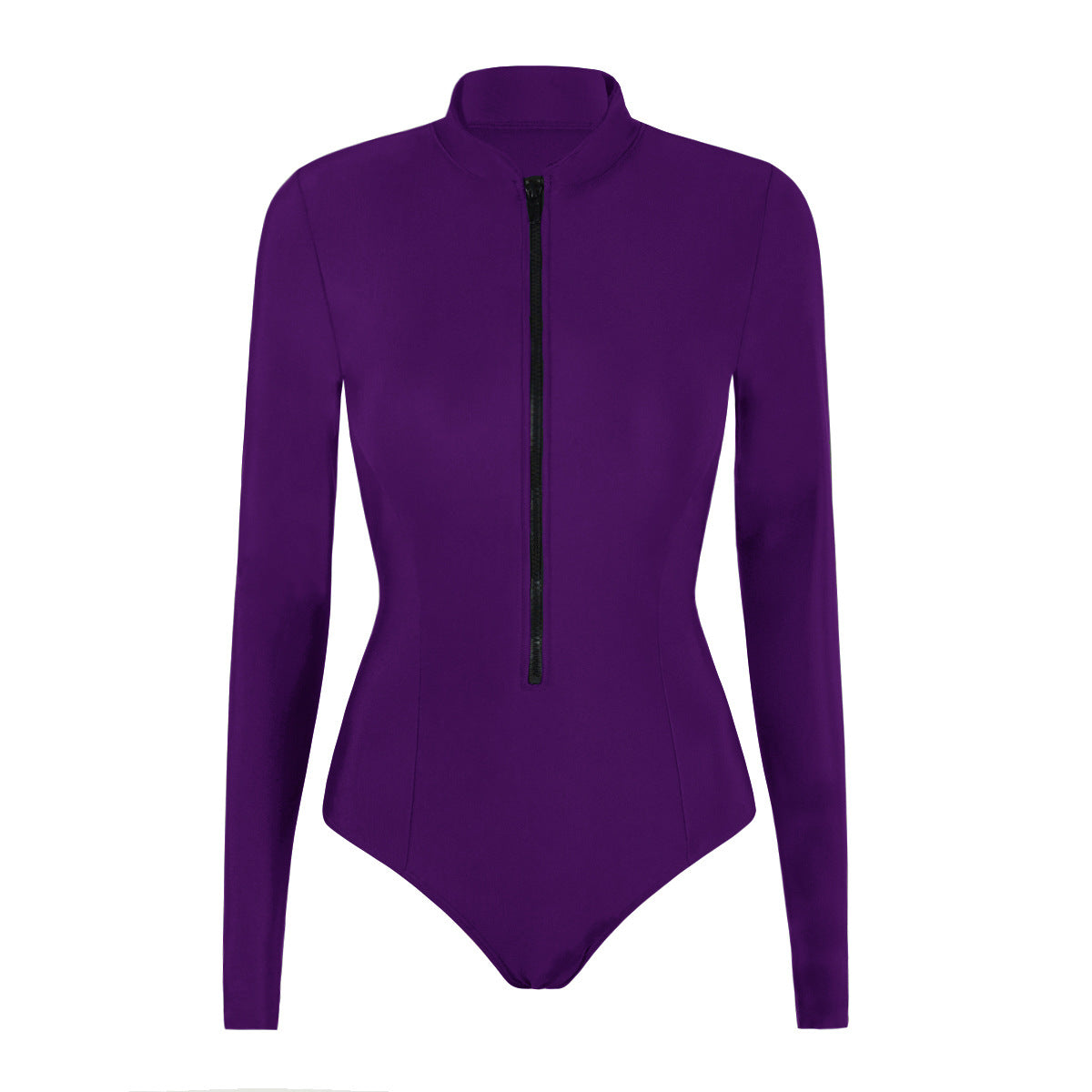 Basic solid Long-sleeve One-Piece Surf Suit Rashguard