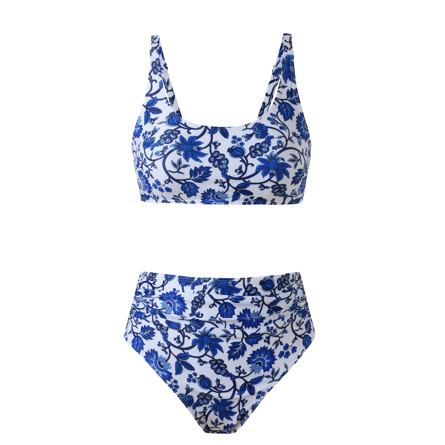 Vintage Beach Look Floral Surf Top High-Waisted bathing suit