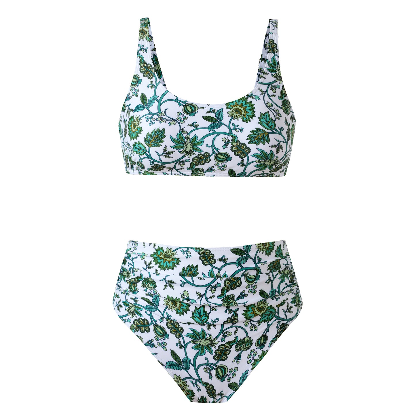 Vintage Beach Look Floral Surf Top High-Waisted bathing suit
