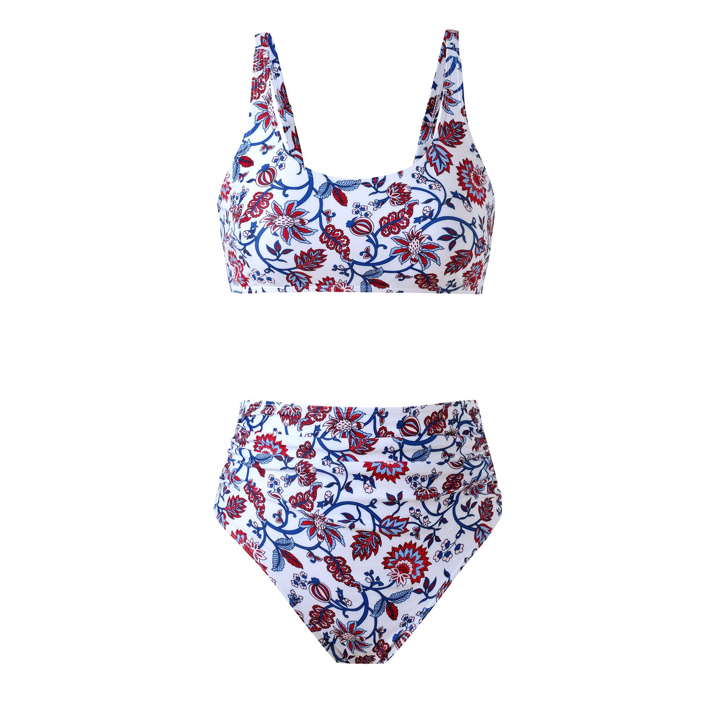 Vintage Beach Look Floral Surf Top High-Waisted bathing suit