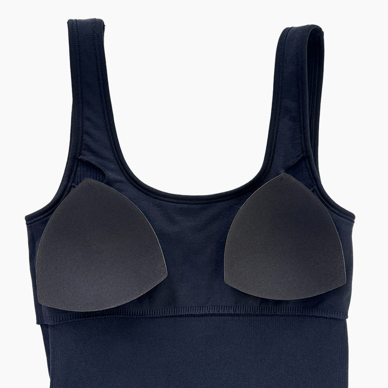 One-Piece Ribbed Seamless Yoga Jumpsuit With Built-in Bra