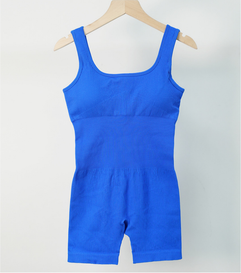 Ribbed Seamless Yoga Rompers With Built-in Bra