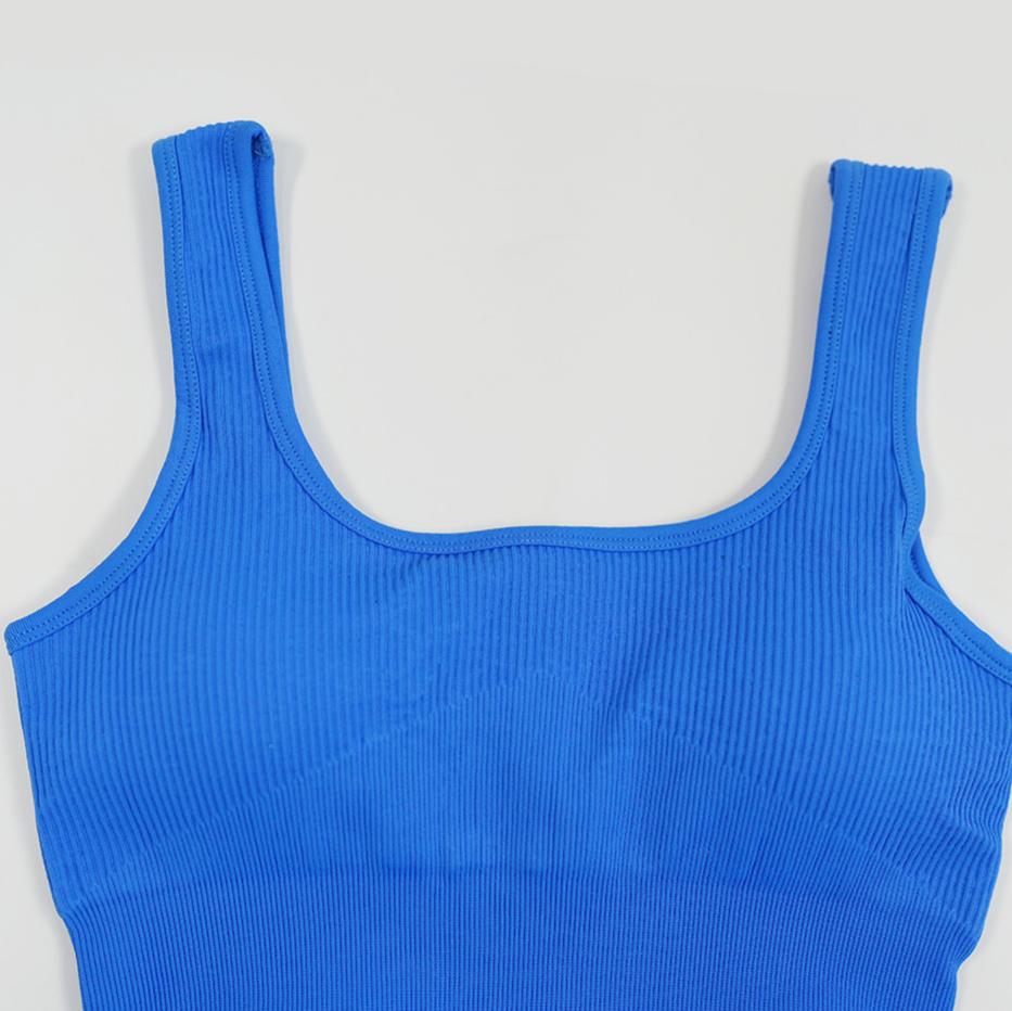 Ribbed Seamless Yoga Rompers With Built-in Bra