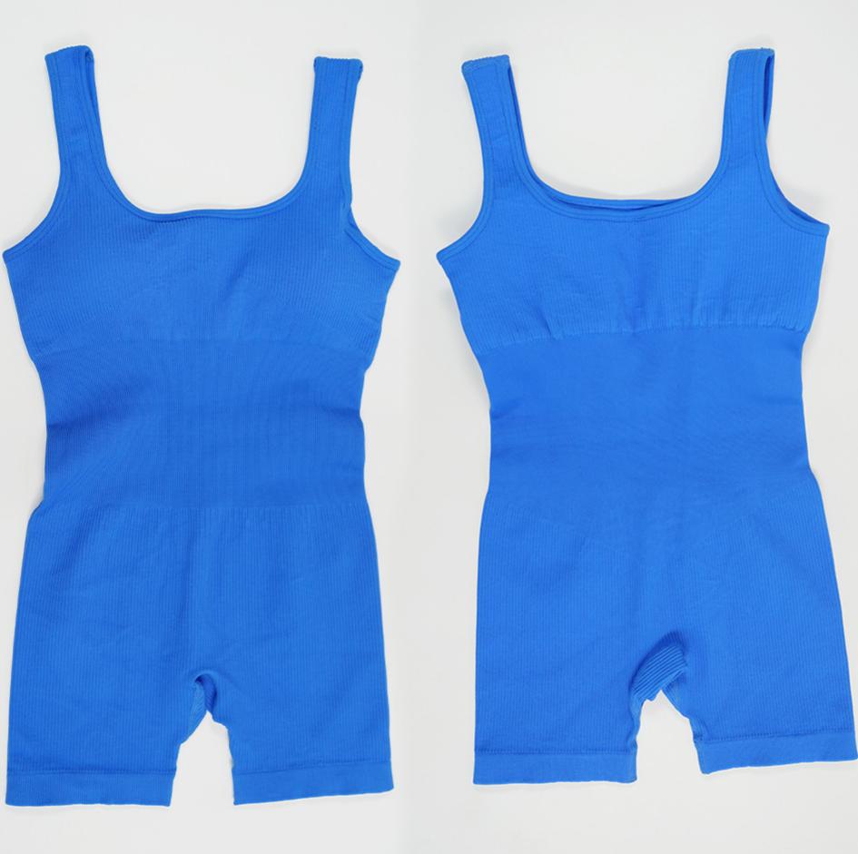 Ribbed Seamless Yoga Rompers With Built-in Bra
