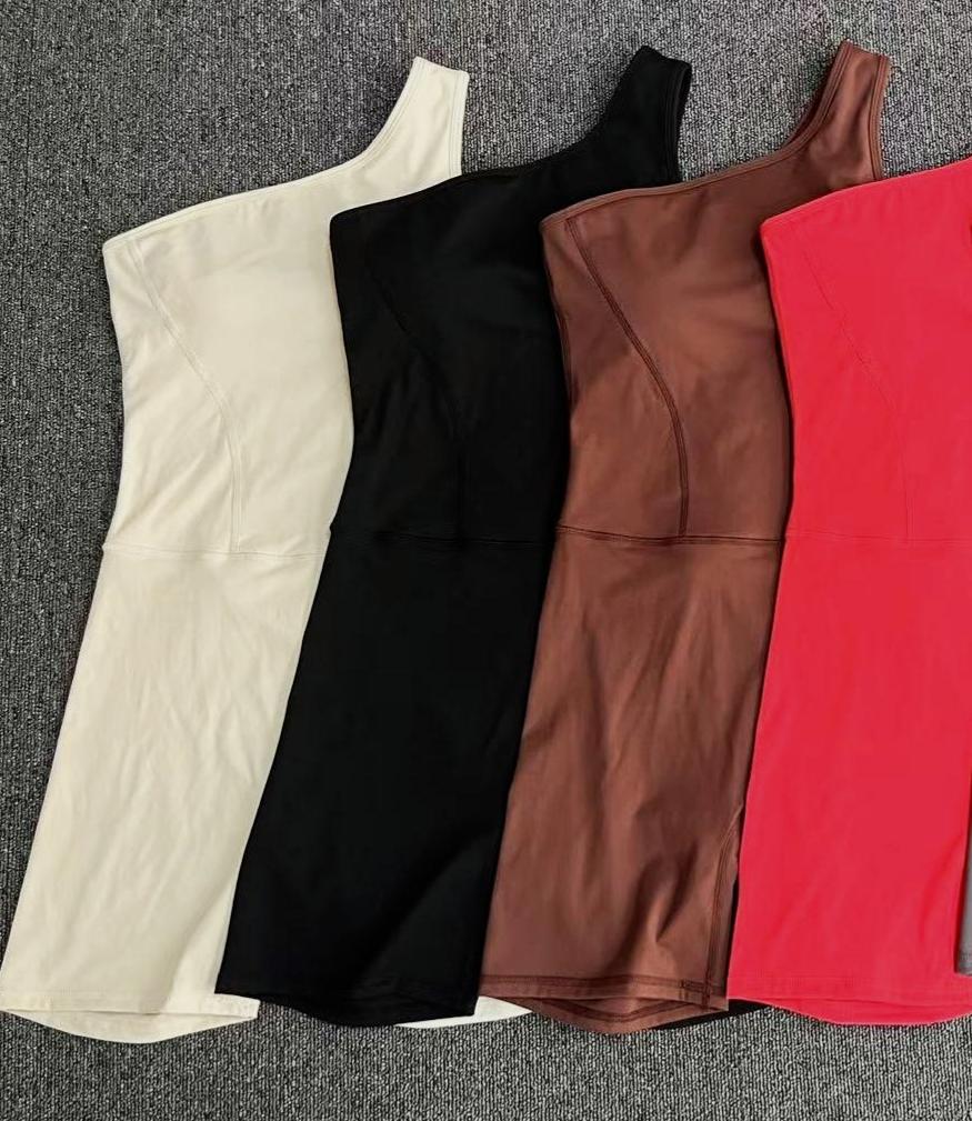 Sleeveless One-Shoulder Yoga Rompers With Built-in Bra