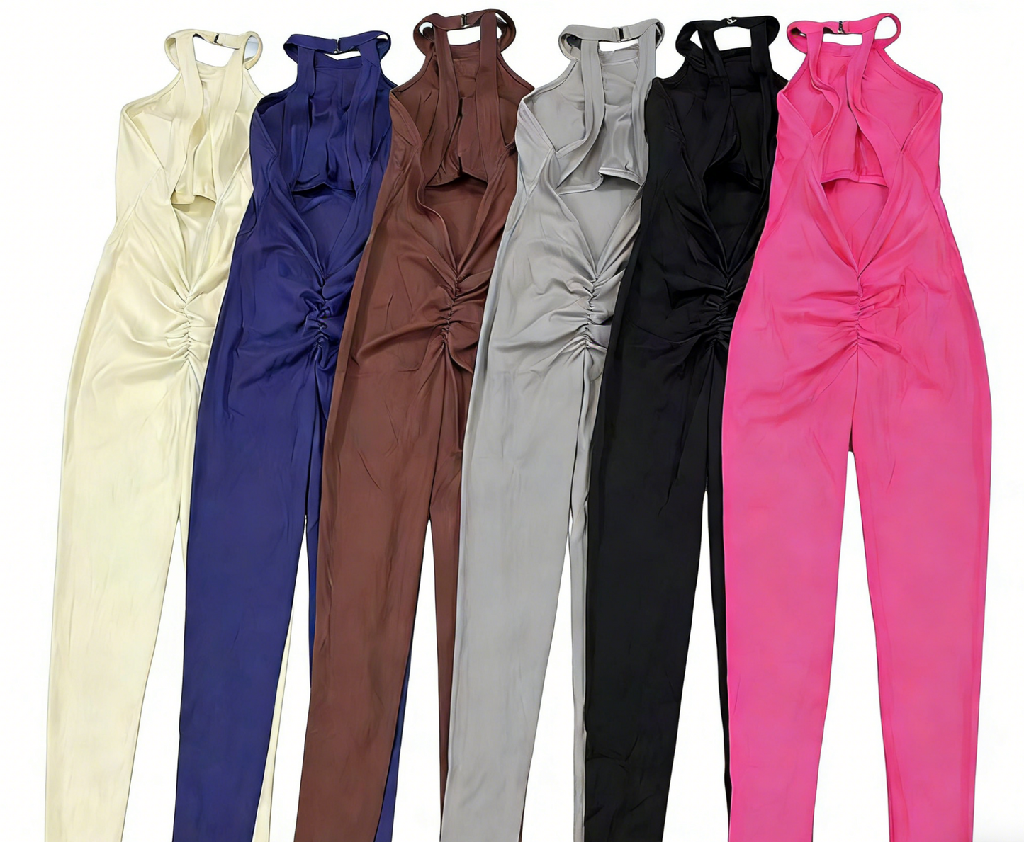 Back-Clasp Backless Halter Yoga Jumpsuit With Built-in Bra