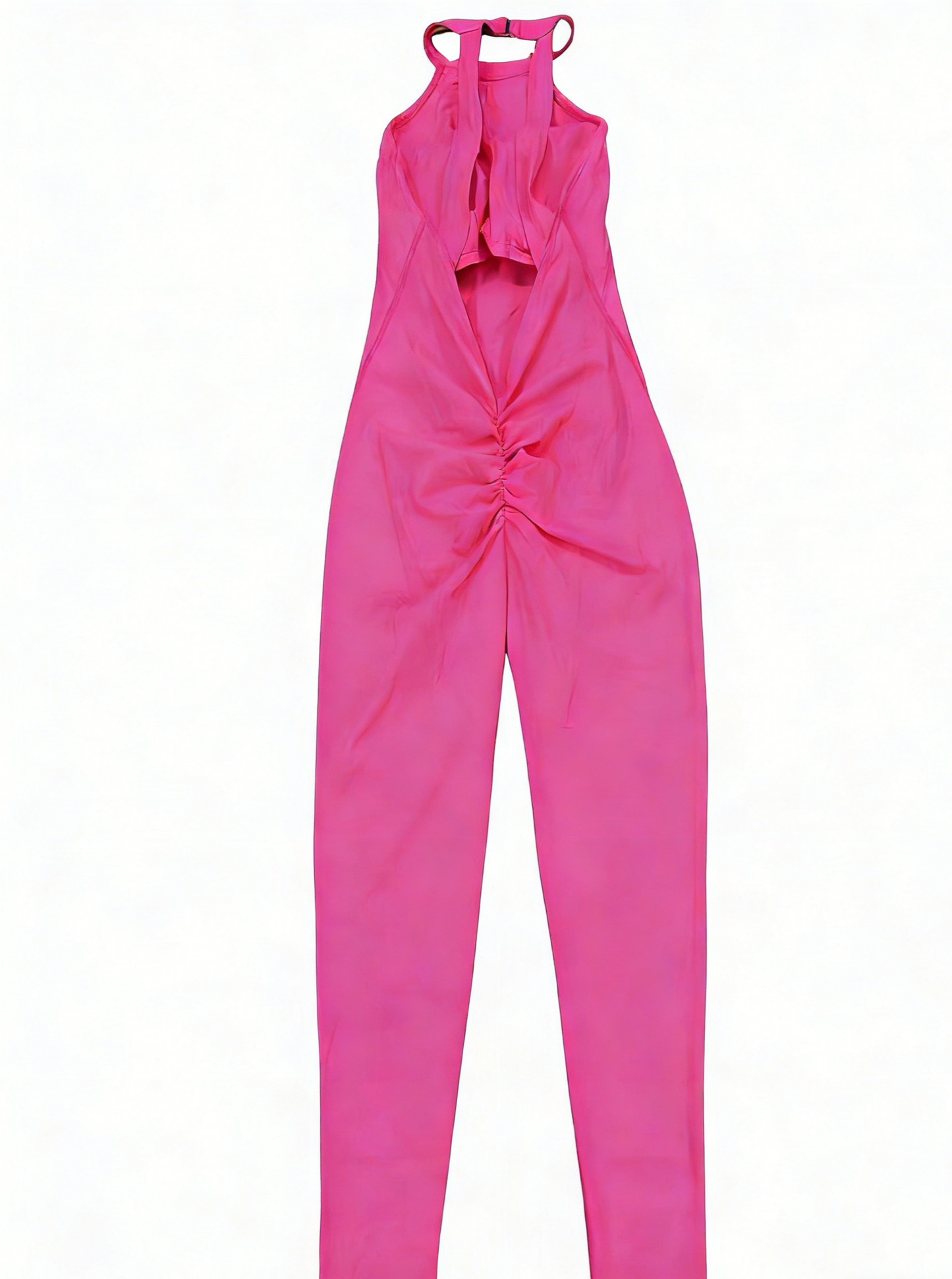 Back-Clasp Backless Halter Yoga Jumpsuit With Built-in Bra