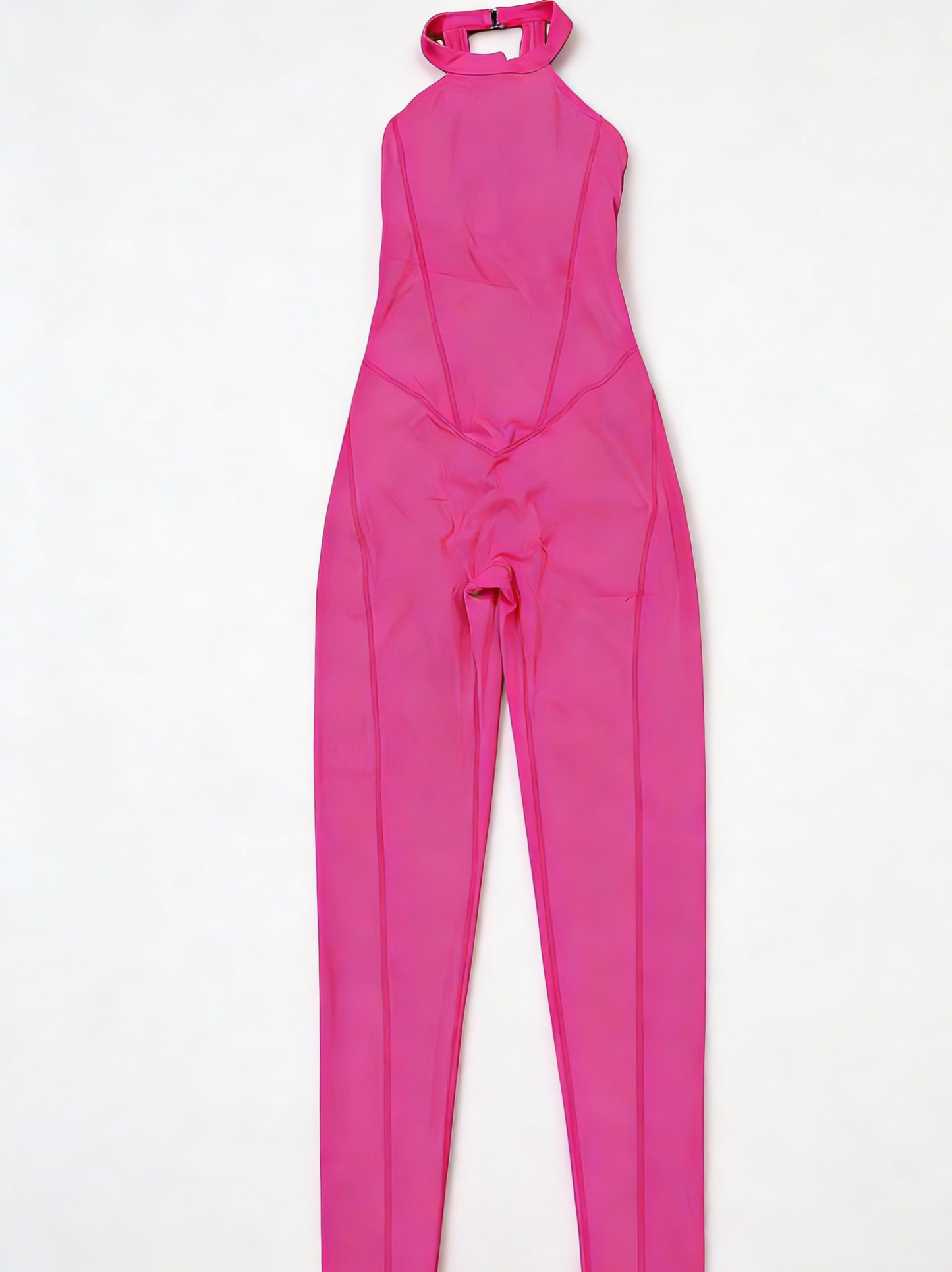 Back-Clasp Backless Halter Yoga Jumpsuit With Built-in Bra