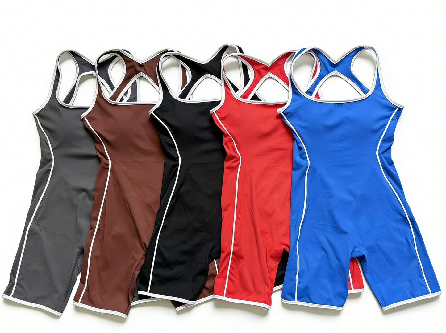Backless Racerback Yoga Rompers With Built-in Bra