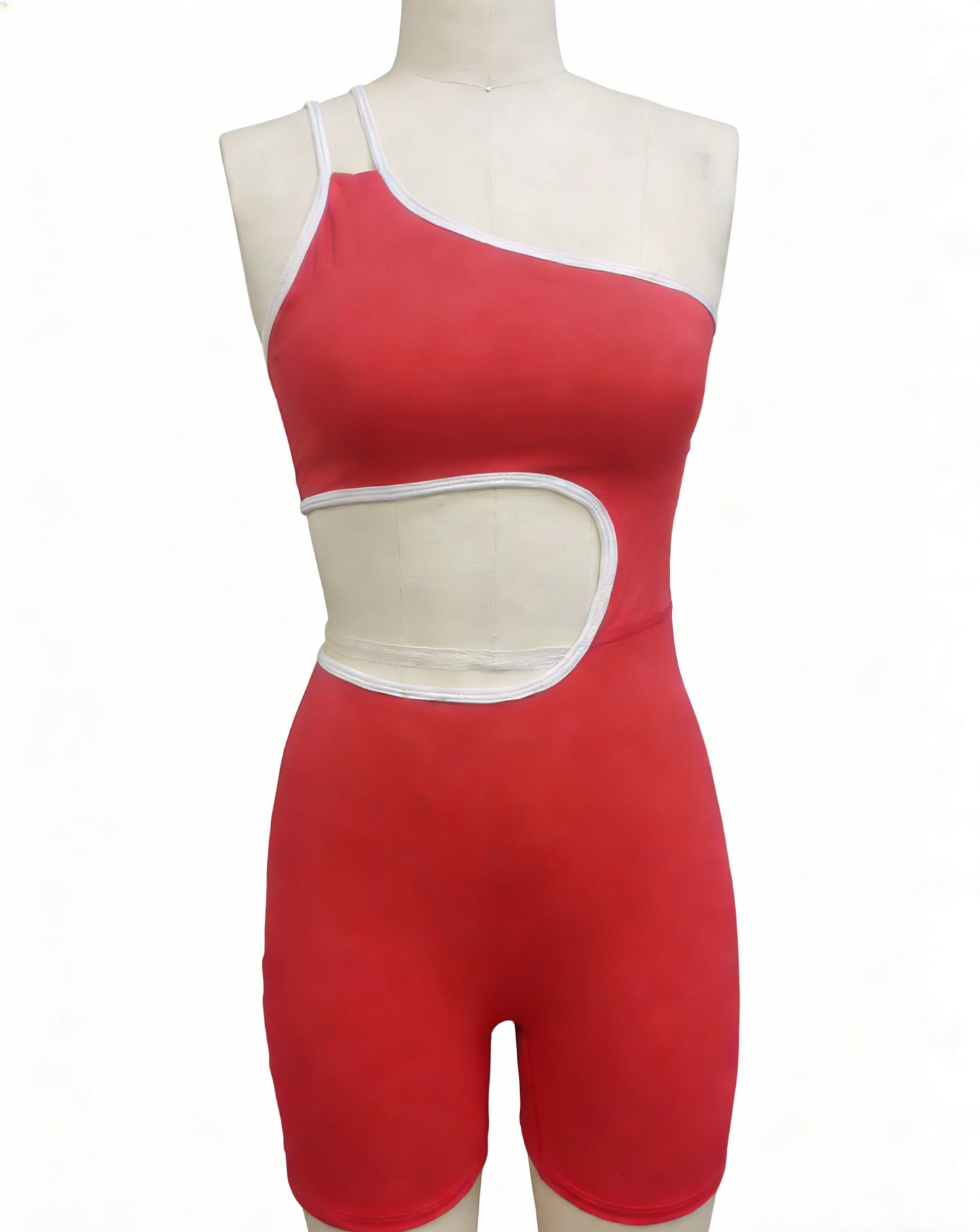 One-shoulder Cutout Waist Yoga Rompers With Built-in Bra