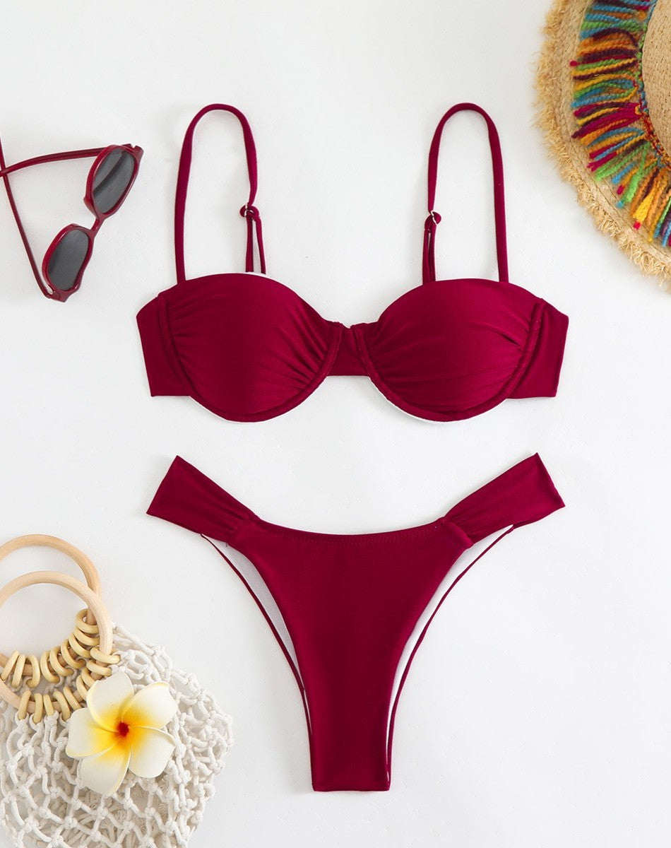 Beach Sexy Solid Color Bikini Swimsuit