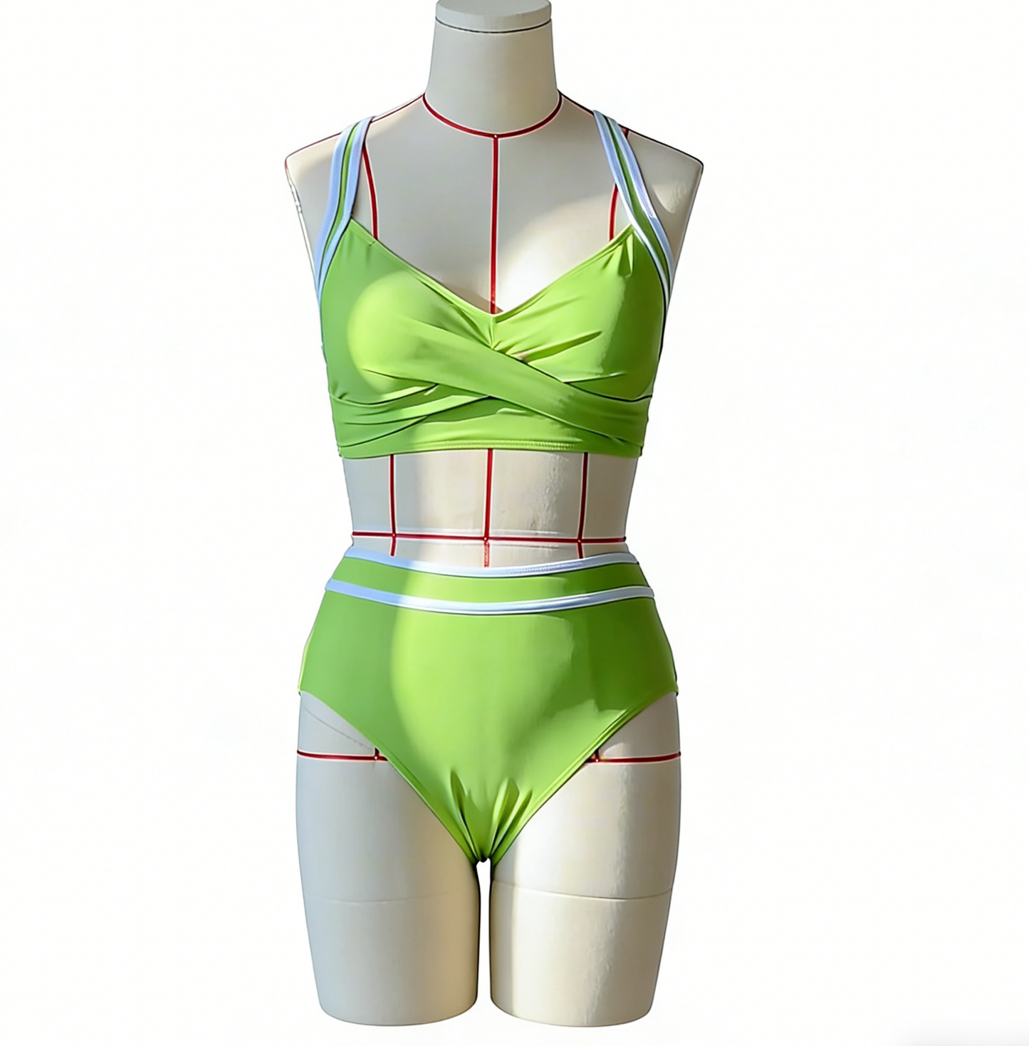 Ruched Stripe Edge Beach Two-Piece Swimsuit