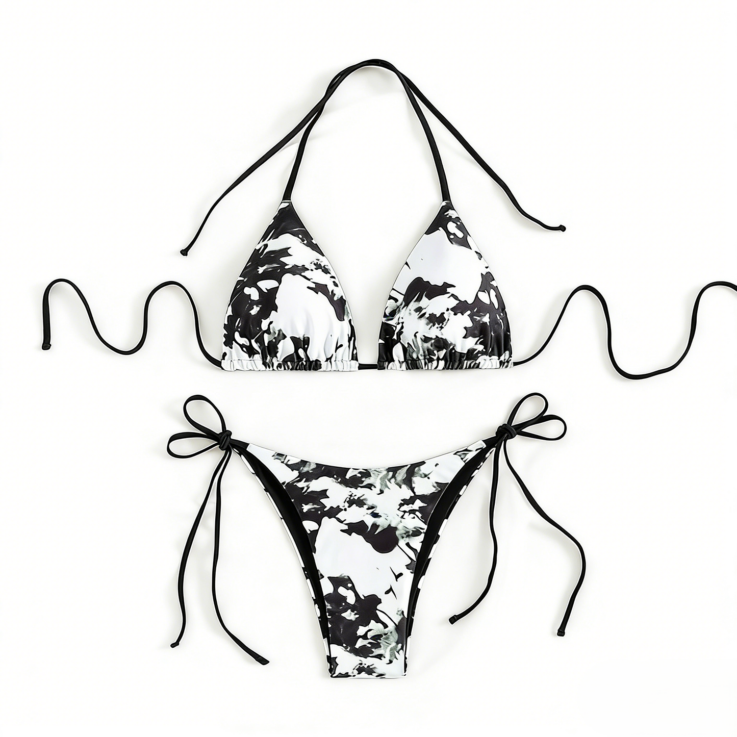 Fashion Tie-Dye Lace-Up Sexy Beach Bikini Swimsuit