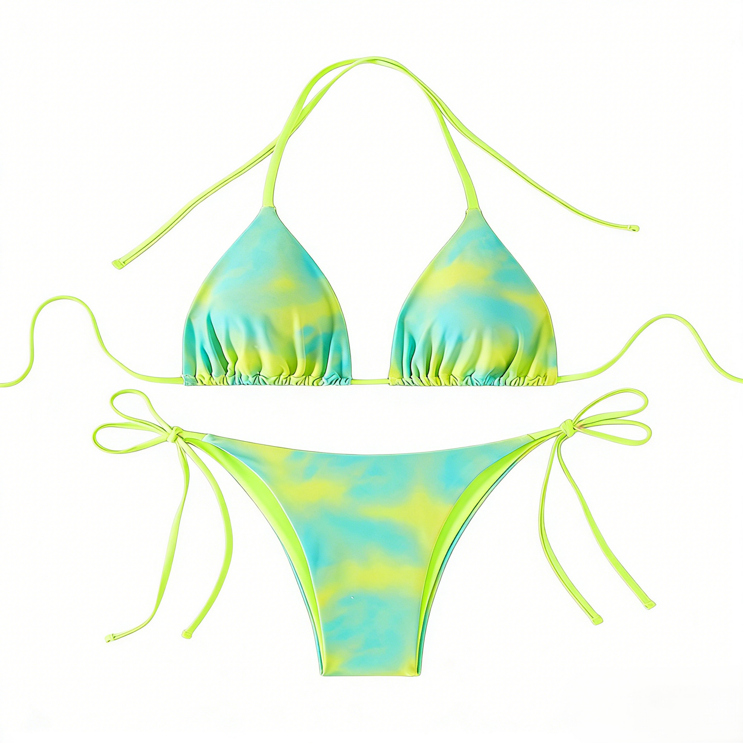 Fashion Tie-Dye Lace-Up Sexy Beach Bikini Swimsuit