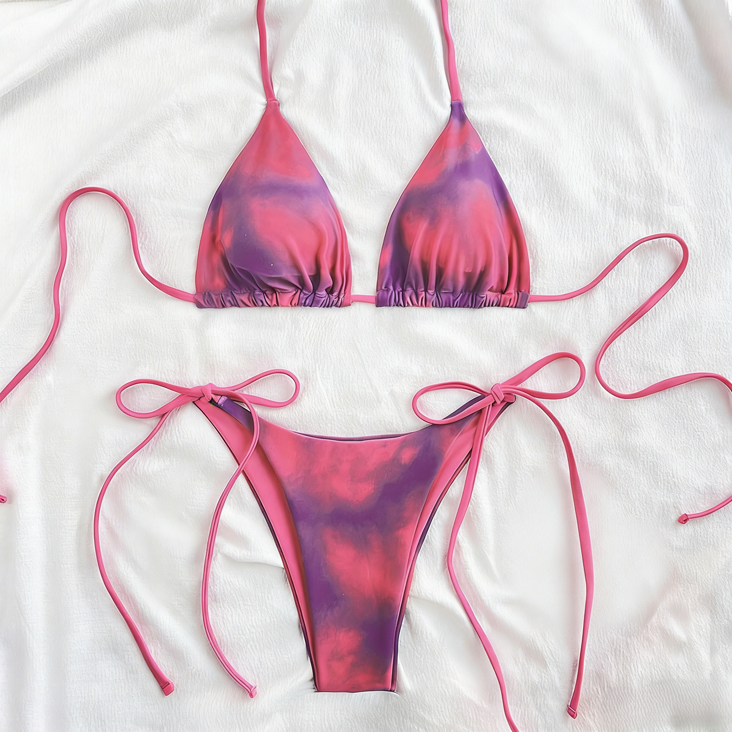 Fashion Tie-Dye Lace-Up Sexy Beach Bikini Swimsuit
