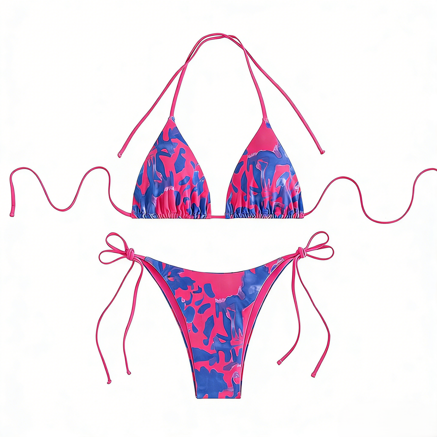 Fashion Tie-Dye Lace-Up Sexy Beach Bikini Swimsuit