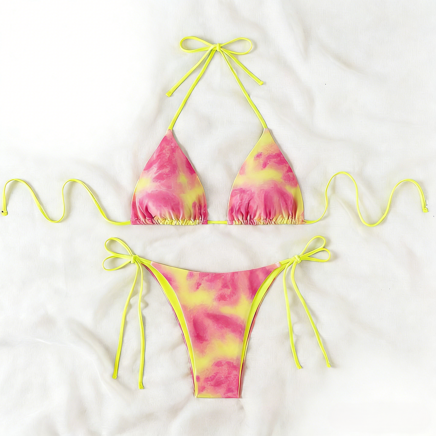 Fashion Tie-Dye Lace-Up Sexy Beach Bikini Swimsuit