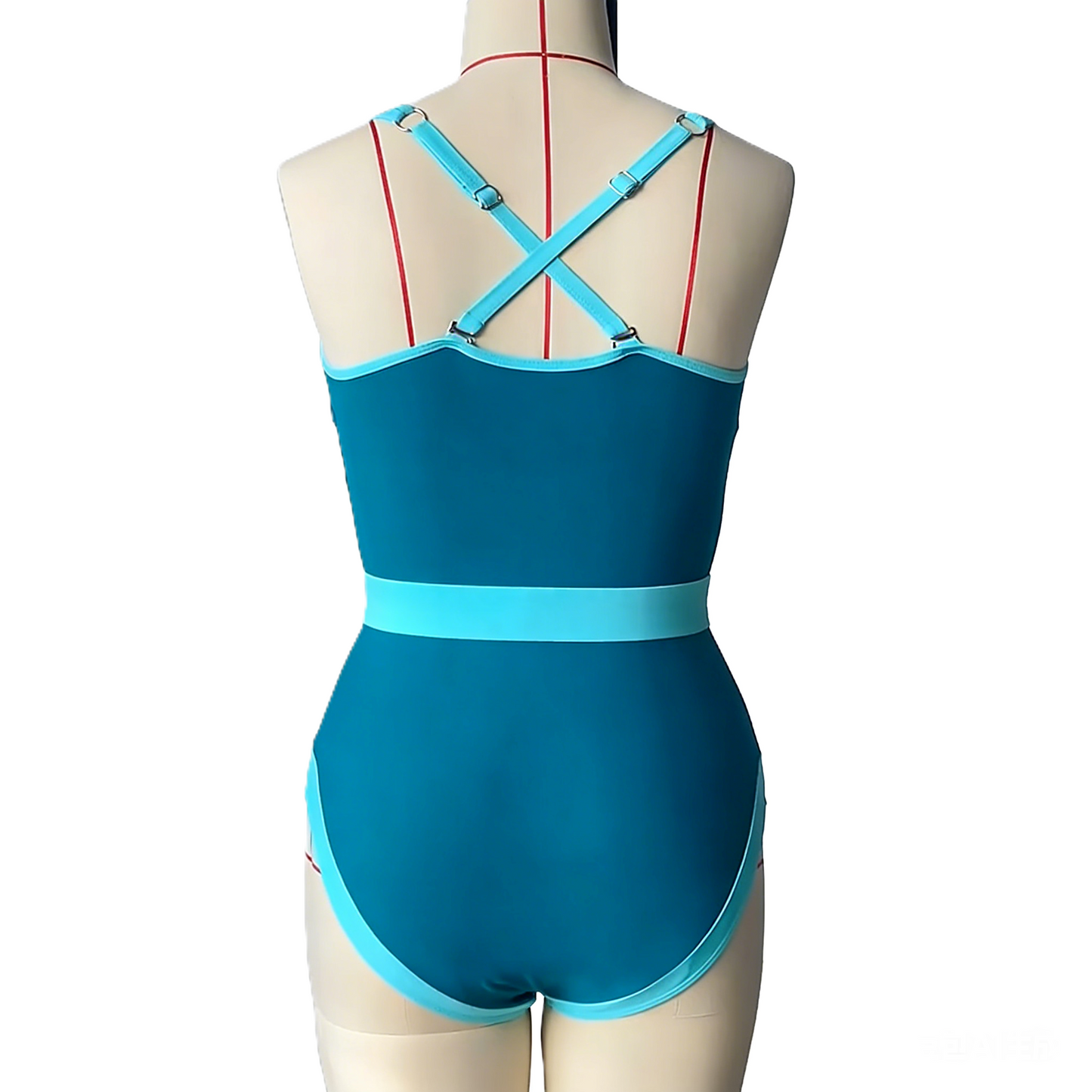 Color-Block Sexy One-Piece Swimsuit With A Belt