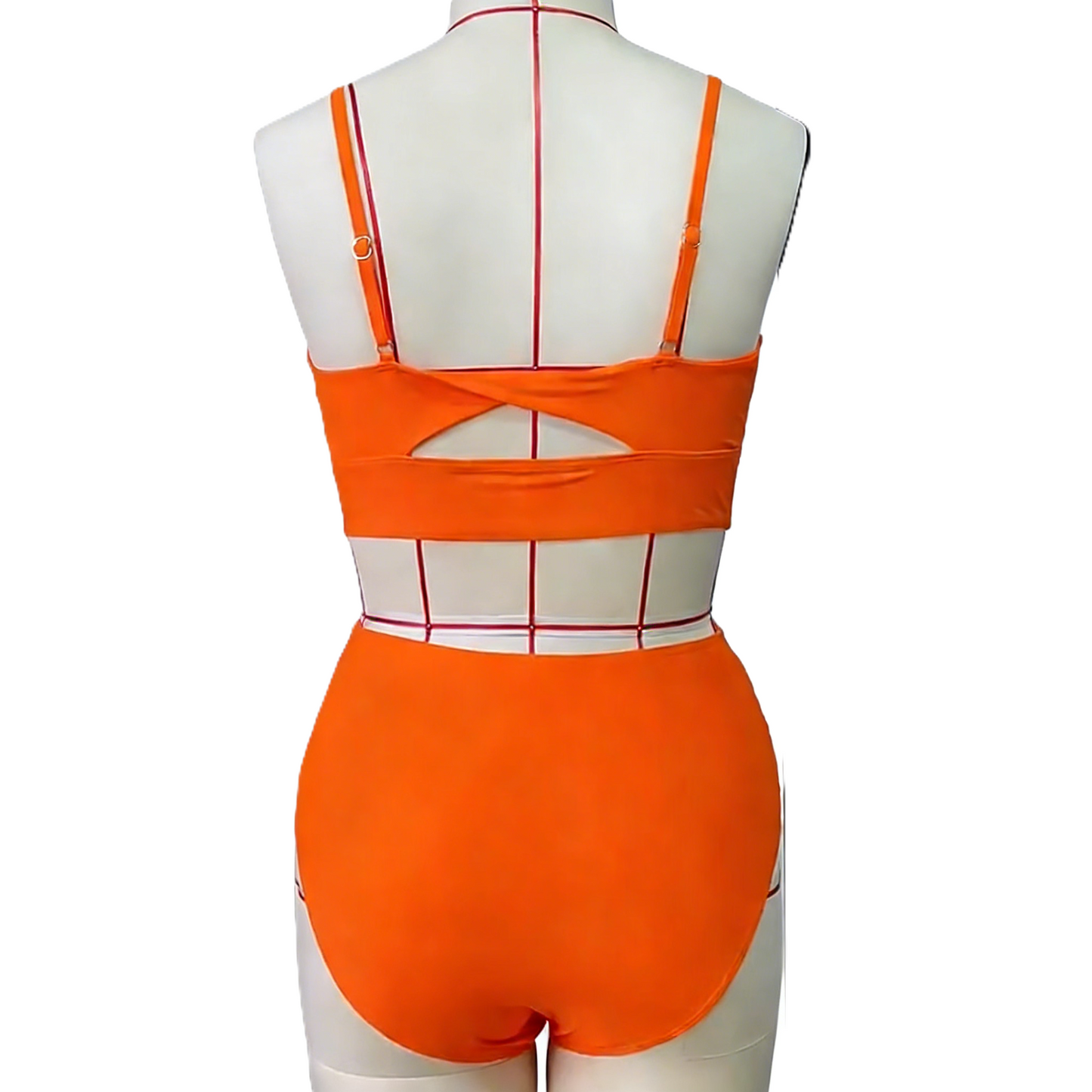 Cut-Out V-Neck Beach Sexy Bikini Two-Piece Swimsuit