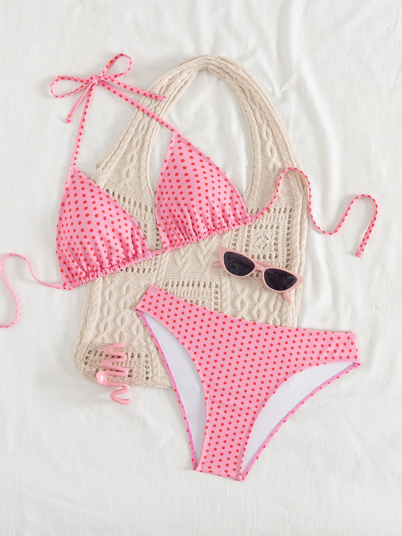 Sexy Polka Dot Strappy Retro Bikini Two-Piece Swimsuit