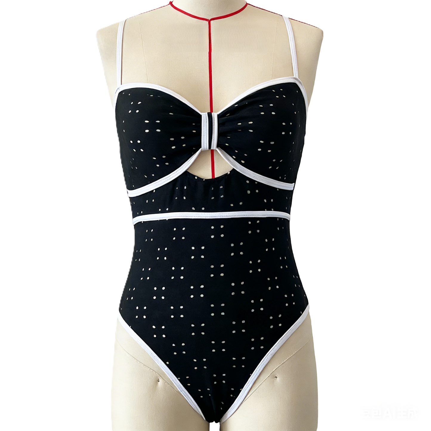 Beach Color-Block Jacquard Sexy Cami One-Piece Swimsuit
