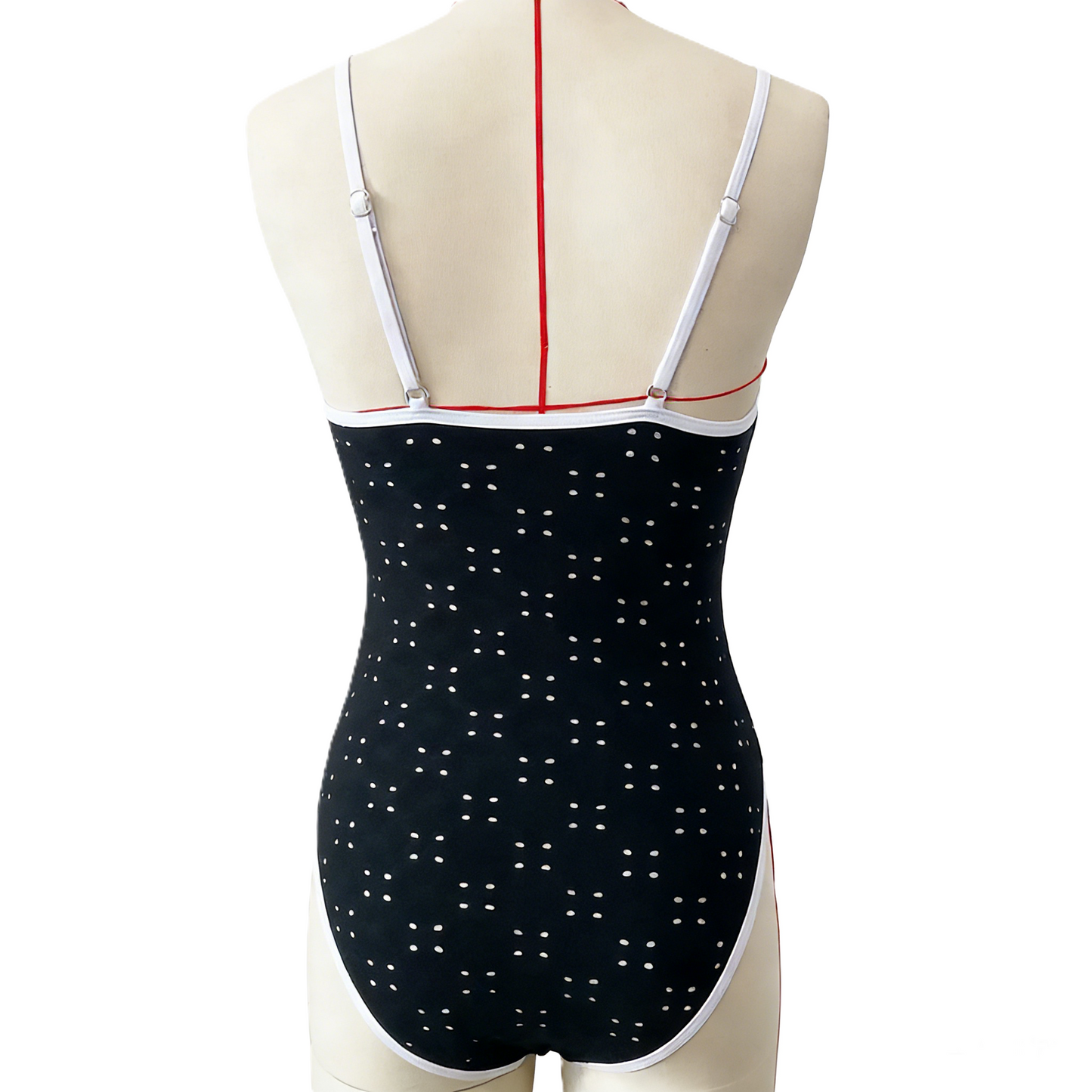 Beach Color-Block Jacquard Sexy Cami One-Piece Swimsuit