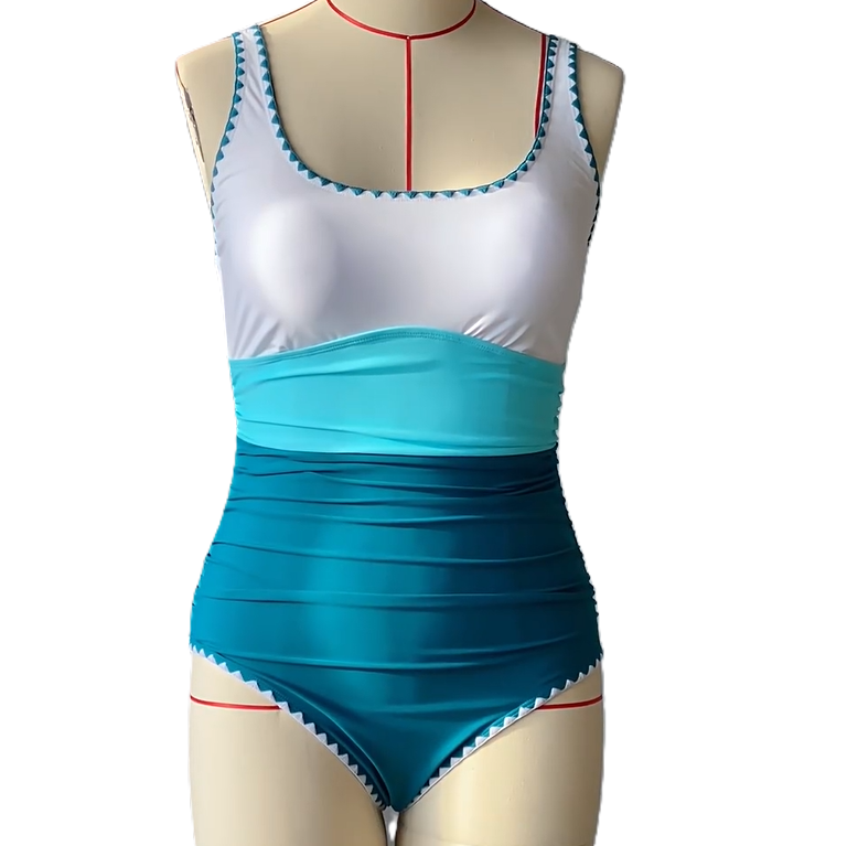 Beach Color-Block Lace Vacation One-Piece Swimsuit