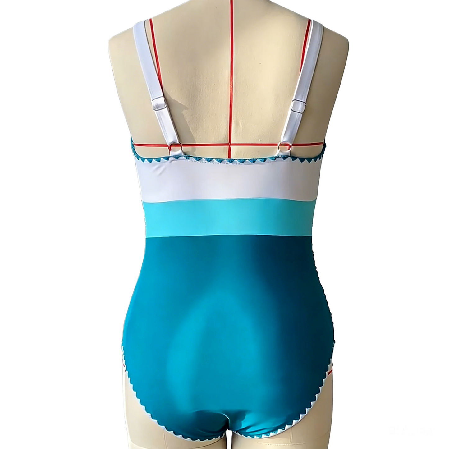 Beach Color-Block Lace Vacation One-Piece Swimsuit