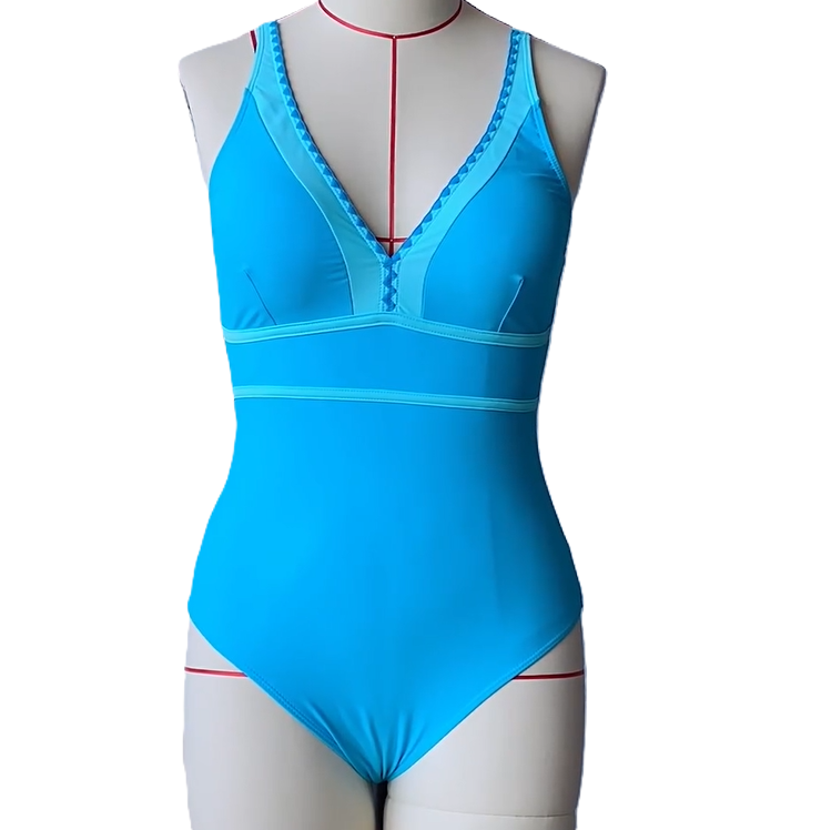 Sexy Color-Block Lace Vacation One-Piece Swimsuit