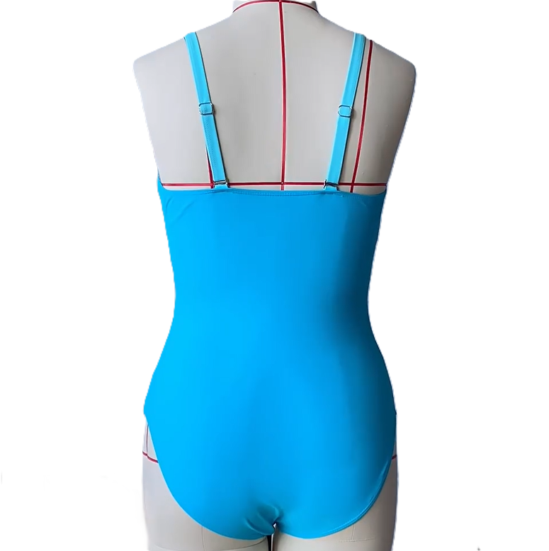 Sexy Color-Block Lace Vacation One-Piece Swimsuit