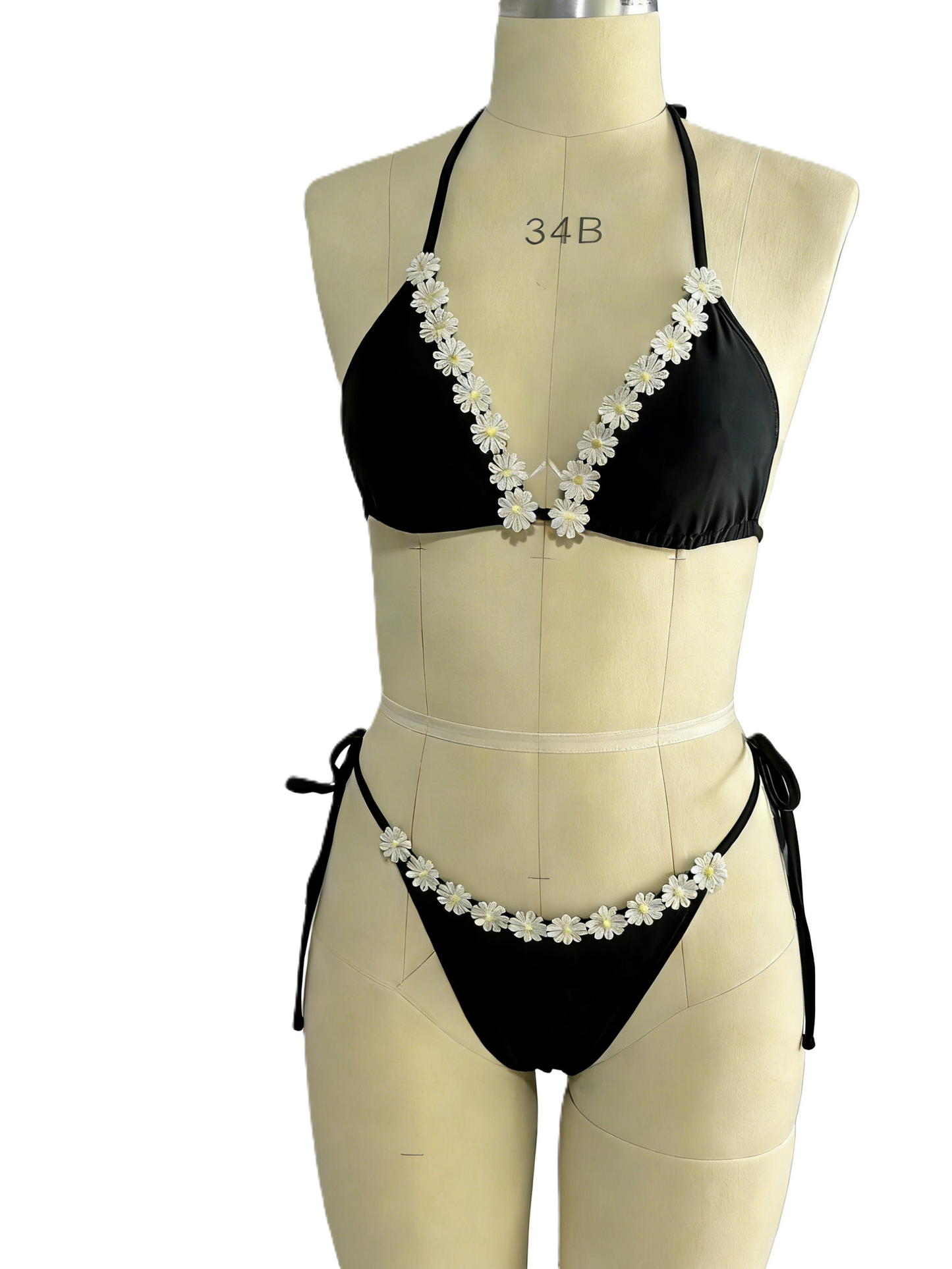 3d Floral Lace-Up Bikini Sexy Two-Piece Swimsuit
